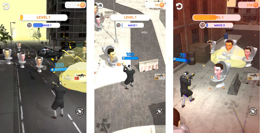 Игровой процесс Skibidi War - Toilets Attack